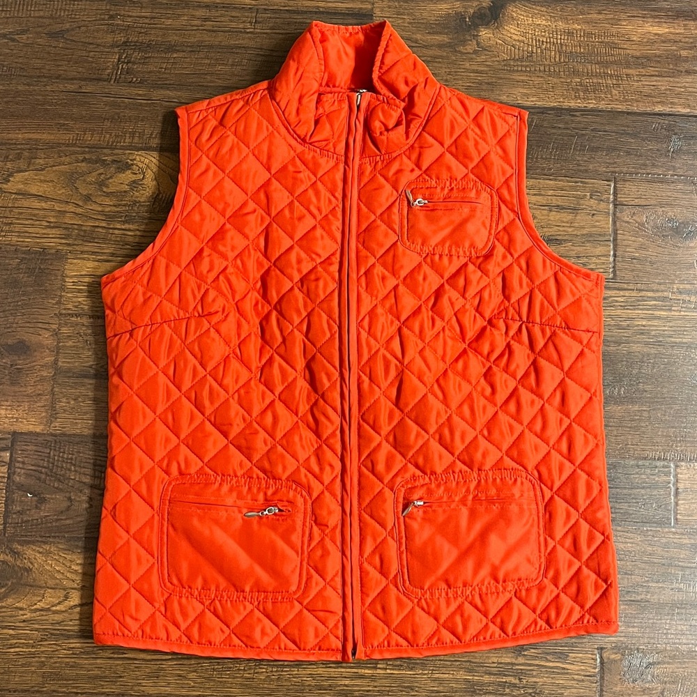 IACTIVE Women’s Size L Orange Lightweight Sleeveless Full-Zip Front Quilt Vest